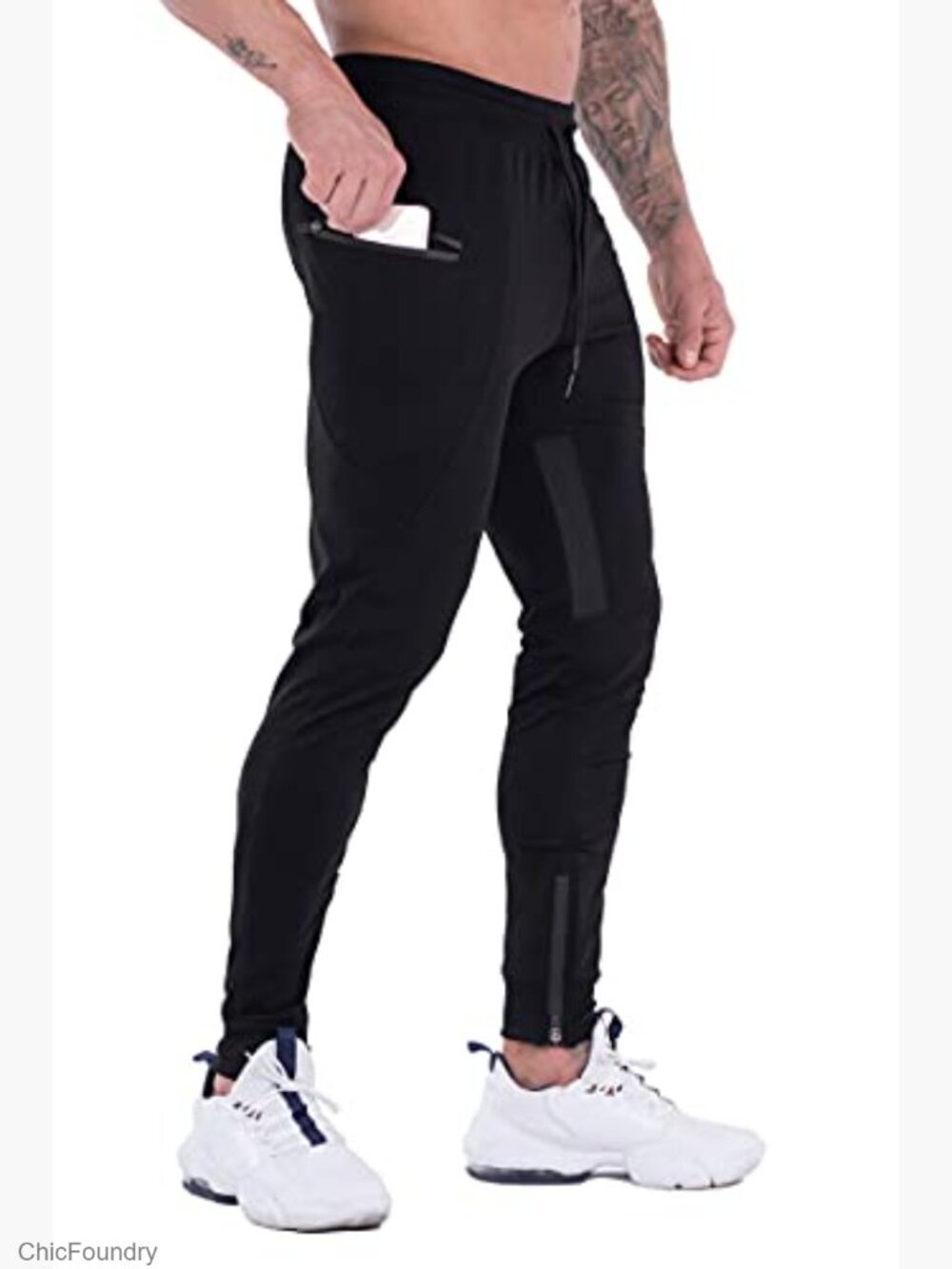 Mens Joggers Slim Fit Sweatpants with Zipper Pockets Workout Thigh Mesh - Picture 4 of 6